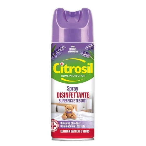 Offerta a tempo: Citrosil Disinfettante Spray, Superfici e Tessuti, Elimina Fino al 99,9% di Virus e Batteri, Essenze di Lavanda, 300 ml - 29% da 4.59 € a 3.28 €
