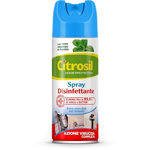 Citrosil Disinfettante Spray, Azione Virucida Completa, Elimina Fino al 99,9% di Virus e Batteri, Essenza di Menta, 300 ml