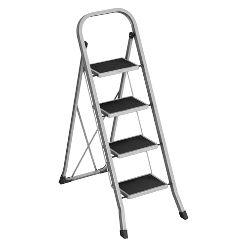 Offerta a tempo: SONGMICS Scaletta a 4 Gradini, Pieghevole, Portante 150 kg - 0.00% da 69.99 € a 69.99 €