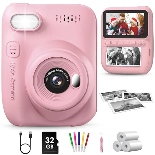 Offerta a tempo: GREENKINDER Fotocamera per bambini, stampa istantanea, grande schermo da 3,0", fotocamera istantanea per bambini, digitale 1080P con scheda da 32 GB e 3 rotoli di carta da stampa, selfie giocattolo - 39% da 49.99 € a 30.68 €