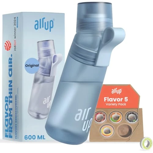 Limited offer: AIR UP® Original water bottle Twist Pro starter set with pods in 5 flavours I 600ml drinking bottle with sugar-free flavouring I dishwasher-safe, BPA-free in blue from 52.99 EUR to 49.99 EUR (save 6%)