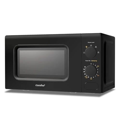 Comfee ' CM-M202CC(BK) Compact microwave oven with capacity of 20 liters, 700 W with manual control, Suitable for small kitchens, 5 power levels, Quick release, Black