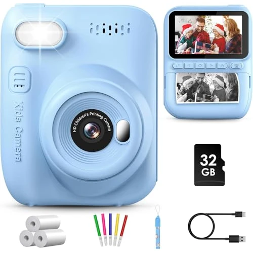 Offerta a tempo: Fotocamera per bambini, stampa istantanea con schermo HD da 3 pollici, fotocamere istantanee per bambini, regali di compleanno di Natale per ragazze ragazzi 3 4 5 6 7 8 9 10 anni, giocattoli portatili - 39% da 49.99 € a 30.68 €