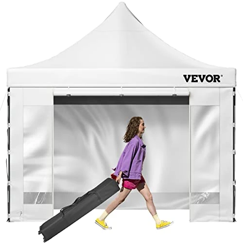 Offre limitée : VEVOR Tonnelle Imperméable 3x3 m Tente Pop-up Jardin avec Parois Latérales Pavillon Terrasse Extérieure Abri Pliable Soleil Pluie Neige Résistant aux UV et Sac à Roulettes pour Fête Arrière-Cour Blanc de 161.99 € à 161.99 € (0.00% de remis