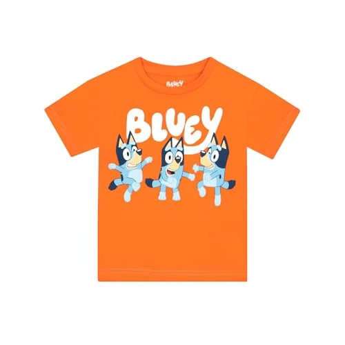 Bluey Camiseta Niño | Bingo Camiseta Niño Manga Corta | Verano Ropa para Niños | 100% Algodón Camisetas| Naranja 2-3 Años