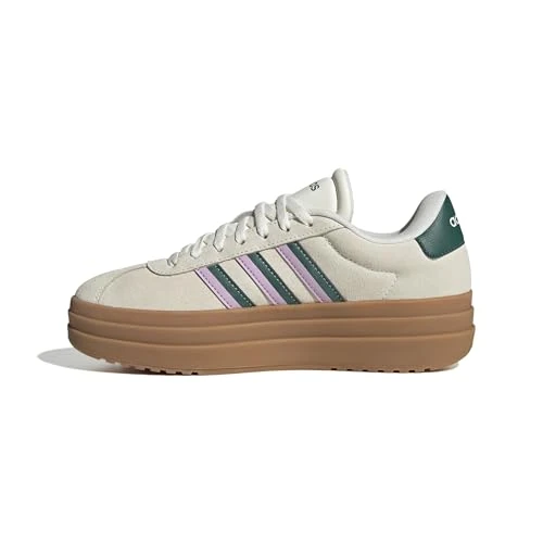 adidas Women's VL Court Bold Shoes, Off White/Collegiate Green/Bliss Lilac, 3.5 UK