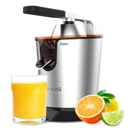 Taurus - Easy Press Legend - Electric Citrus Juicer with Lever 1000W | AC Motor | Cones for All Citrus Fruits | Adjustable Pulp Filter | Easy Cleaning | BPA Free | Continuous Flow