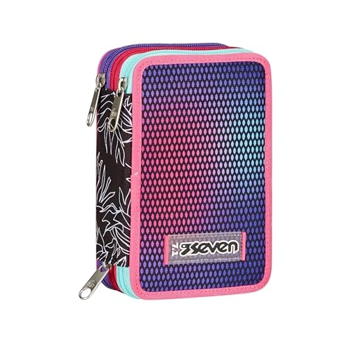 Limited-time offer: Seven School Pencil Case 3 Zip, Violet, Shadefull Girl, Triple Compartment Pen Holder Complete with Pens, Pencils, Colours, Backpack Accessories, Elementary, Medium, Superior, Boy Girl from 24.97 £ to 24.97 £ (save 0.00%)