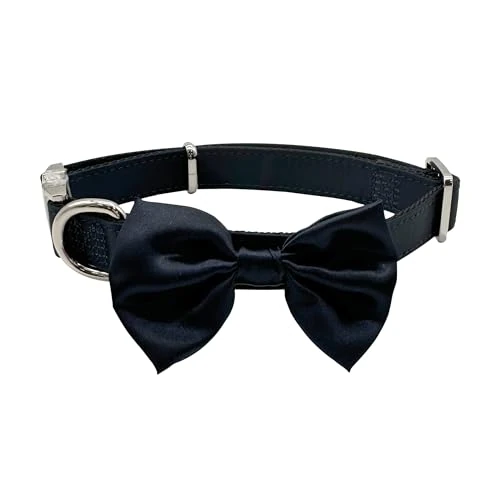 Oferta limitada: Croci Ceremony - Collar de Perro Macho con Pajarita para Boda, Tela Azul Elegante Satinado, Detalles Plateados, para Perros pequeños, medianos, Grandes, M (32-50 cm) de 16.90 € a 16.90 € (ahorro 0.00%)
