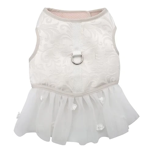 Limited-time offer: Croci Ceremony Bride Male Dog Harness for Weddings, Dog Suit with Tulle Skirt, Damask Pattern, Adjustable, L/46-53cm from 29.96 GBP to 29.96 GBP (save 0%)