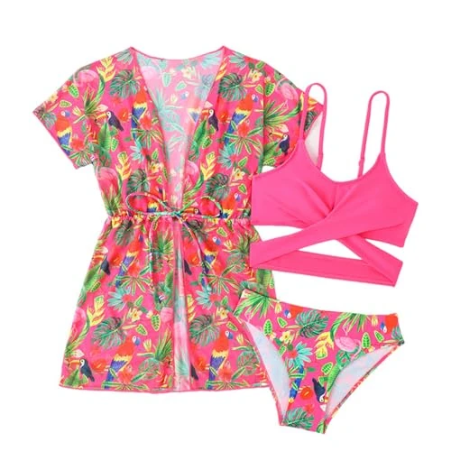 Oferta limitada: Traje de Baño para Niñas de 3 Piezas Conjunto Tankini con Cobertor y Bikini para Playa Piscina 20-30 kg de 8.22 € a 8.22 € (ahorro 0.00%)