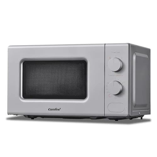COMFEE Microondas blanco de 700 W, 20 litros, con 5 niveles de cocción, función de descongelación rápida y temporizador manual de cocina, diseño compacto