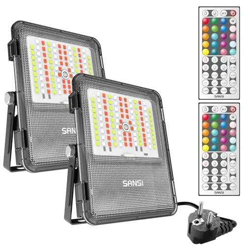 Begrenztes Angebot: SANSI RGB LED Strahler Außen 10W, LED Fluter mit Fernbedienung IP65 Wasserdicht, RGB Flutlicht Dimmbar Farbwechsel mit Timer, 20 Farben 6 Modi für Garten Landschaft Party Fest, 2 Stück von 16.99 EUR auf 16.99 EUR (Rabatt 0%)