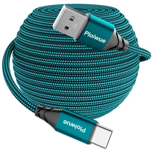 USB-C-kabel, 6 m, extra lange USB-C-oplaadkabel, nylon gevlochten PS5-controller, oplaadkabel USB type C-kabel voor Samsung Galaxy S22, S21, S20, S10, S8, Note 10, 9, 8, PS5, Huawei P30, P20, LG V30,