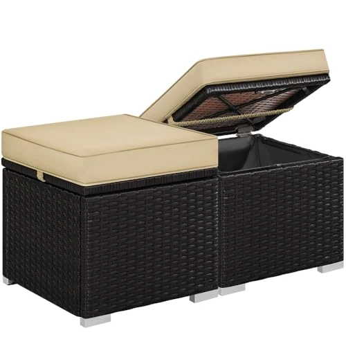 Oferta limitada: Yaheetech 2 Piezas Taburete Exterior para Muebles de Jardín con Espacio de Almacenamiento 39x39x41cm Incluye Cojín Tapa Extraíble Imitación de Ratán Resistente a la Intemperie de 79.99 € a 79.99 € (ahorro 0.00%)