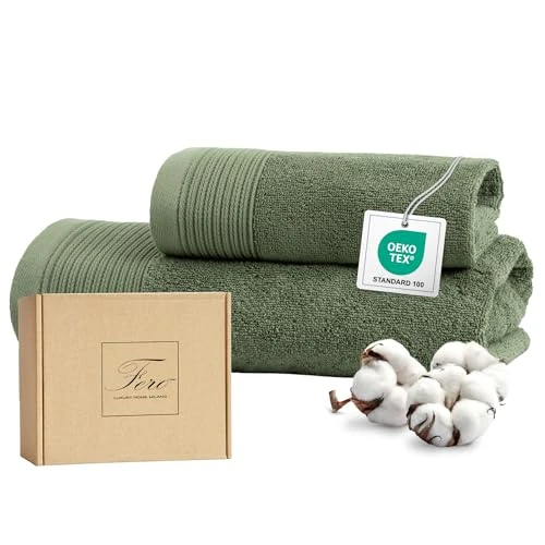 Oferta ograniczona: Ferò 2-częściowy luksusowy zestaw ręczników, 100% bawełna premium Low Twist, 550 g/m², ultra miękki i chłonny, włoski design, para ręczników do twarzy i gości, 50 x 100, 50 x 30 cm, zielony z 133.71 EUR na 133.71 EUR (znizka 0%)