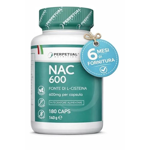Offerta a tempo: NAC - 180 CAPSULE [ANTIOSSIDANTE - MUCOLITICO] N-Acetil-Cisteina - Integratore Alimentare, Utile nella Sintesi del Glutatione - Nac 600-6 Mesi di Fornitura - 0.00% da 14.90 € a 14.90 €