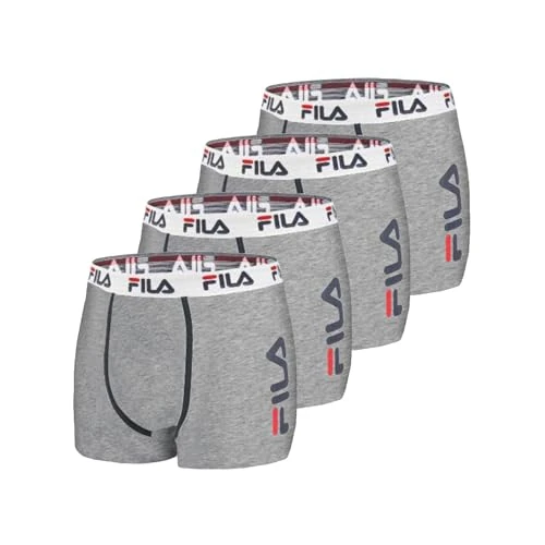 Offerta a tempo: Fila Mutande Boxer Uomo, Set da 4, Grigio GR (L) - 48% da 39.90 € a 20.92 €