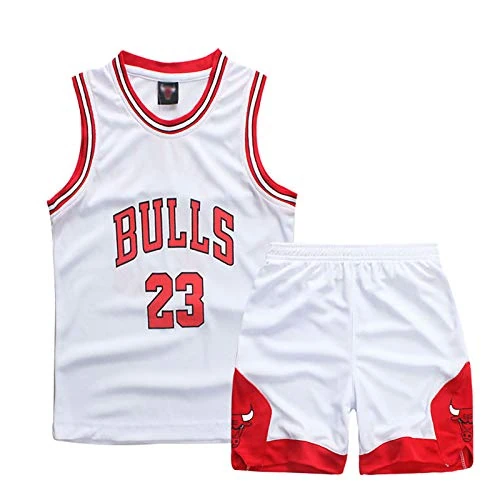 Limited-time offer: Huniam Boys' 2-Piece Set of Sleeveless Basketball Training Top and Shorts, Basketball Clothing for Kids, Boys' Jersey, White (white 2), 5-6 Years from 19.52 GBP to 19.52 GBP (save 0%)
