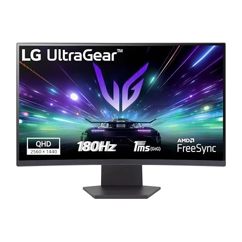 LG 27GS60QC-B Ultragear Monitor, 27 inch QHD, 2560 x 1440, VA Panel, 16:9, HDMI, 1ms, 180Hz, FreeSync, Universal Connectivity, Grayish Purple Color