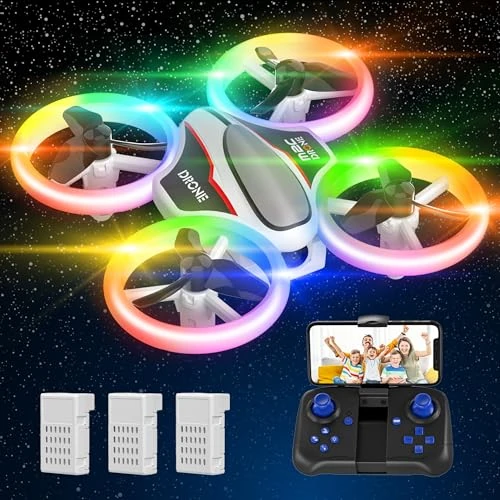 Offerta a tempo: Mini Drone con Telecamera 720P HD per Bambini e Principianti, Droni Quadricottero RC con Luci Colorate e 3 Batterie, Giocattolo Regalo per Ragazzi e Ragazze - 14% da 53.99 € a 46.29 €