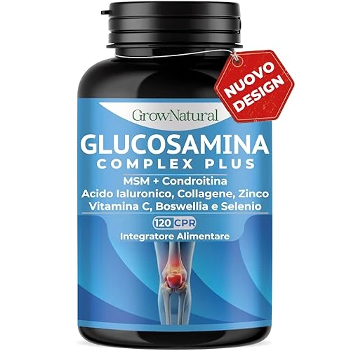 Offerta a tempo: Glucosamina Condroitina MSM alto Dosaggio - Integratore Articolazioni e Cartilagine con Vitamina C, Collagene, Acido Ialuronico, Boswellia, Zinco, Manganese e Selenio - Made in Italy - 34% da 22.90 € a 15.10 €