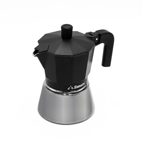 zanetti, Star - Cafetera espresso de inducción, 6 tazas, espresso con hervidor de acero inoxidable y asas ergonómicas, apto para placas de inducción para 6 tazas, color: negro