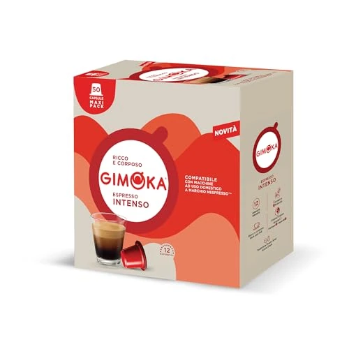 Gimoka Kaffeekapseln Espresso Intenso, Intensität 12/13-50 Kapsel aus Plastik - Kompatibel mit Nespresso* Haushalts-Espressomaschinen - Hergestellt in Italien