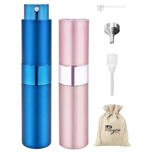 Zeitlich begrenztes Angebot: LAC FOR YOU Parfümzerstäuber Nachfüllbar 2 Stück 8 ml - Mini Parfüm Flasche für Unterwegs, Reise Perfume Travel Bottle zum Umfüllen für Damen - Blau und Rosa von 8.99 € auf 8.99 € (0.00% Rabatt)