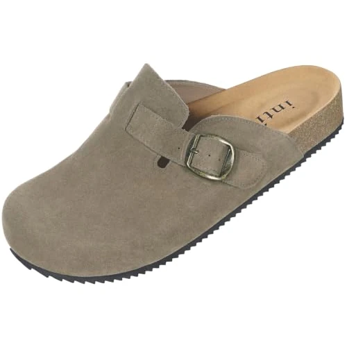 Offerta a tempo: Intini Zoccoli e Sabot Uomo Ciabatte in Pelle Chiuse, Marrone Scuro, 46 - 15% da 49.99 € a 42.74 €