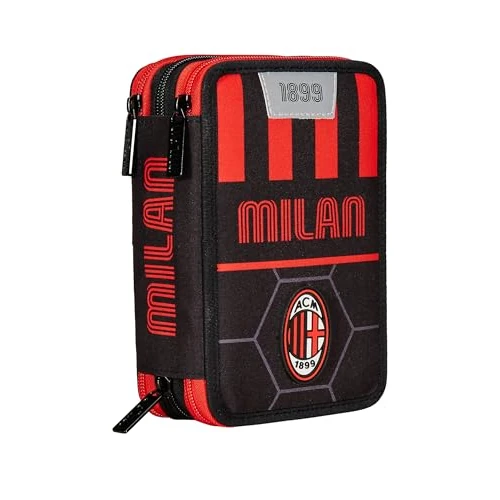 Oferta limitada: SEVEN Estuche Escolar con 3 Compartimentos, A.C. Milan Fútbol – Path of Victory, Rojo y Negro, portalápices con múltiples Compartimentos con lápices, bolígrafos y Colores, Accesorios Mochila, Mochila de 32.90 € a 27.89 € (ahorro 15%)
