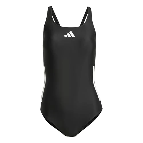 Adidas Femme 3 Stripes C-Back Swimsuit, Black/White, 44