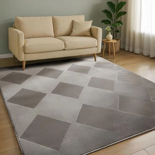Oferta limitada: benuta Basic Alfombra Salon Claire - Gris 160x230 cm - Minimalista para Dormitorio, Sala de Estar en Estilo Retro geométrico - Fácil de Limpiar - Apta para Suelos radiantes de 60.20 EUR a 60.20 EUR (ahorro 0%)