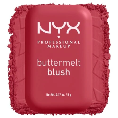 NYX Professional Makeup Blush in Polvere, Per un Look Fresco e Colorato, Arricchito con Burro di Mango, Mandorle e Karitè, Sfumabile, Buttermelt, Tonalità: All The Butta, 5 g