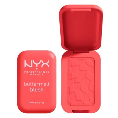 NYX Professional Makeup Buttermelt Powder Blush, zużycie do 12 godzin, bezszwowe mieszanie, blaknięcie i przenoszenie, z masłem shea i mango, wegańska formuła, odcień: Had Butta