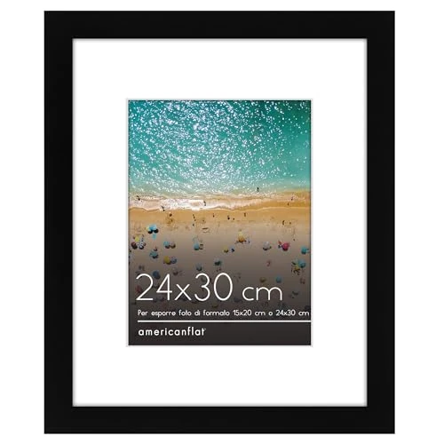 Zeitlich begrenztes Angebot: Americanflat 24x30 cm Bilderrahmen aus MDF-Holz mit 15x20 cm Passepartout - 30x24 cm Fotorahmen inkl. Ständer und integrierter Aufhängung für Hoch- und Querformat - Schwarz von 11.99 € auf 11.99 € (0.00% Rabatt)