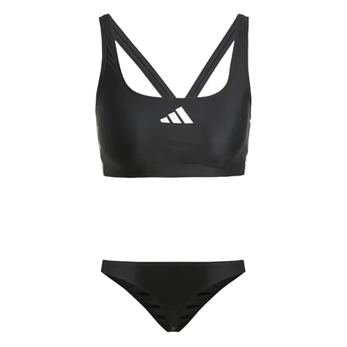 Adidas Femme 3 Stripes V-Back Bikini, Black/White, 44