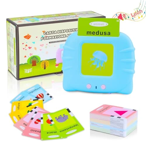 Offre limitee: Cartes d'apprentissage parlantes italiennes standard, jouets éducatifs pour enfants de 1 à 6 ans, 112 feuilles 224 mots, jouets éducatifs acoustiques, jouets interactifs pour garçons et filles - Bleu de 16.99 EUR a 16.99 EUR (economie 0%)
