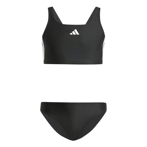 adidas Niñas 3-STRIPES V-BACK BIKINI, Black/White, 9-10 Years