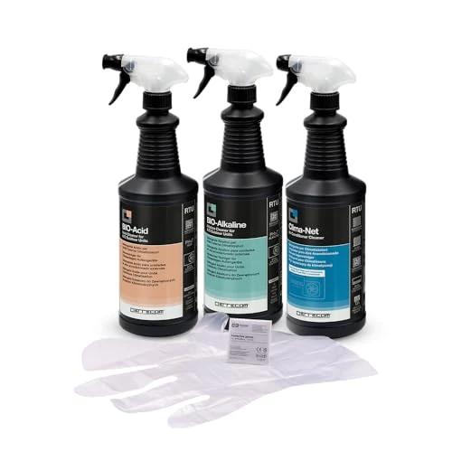 Limitiertes Angebot: ERRECOM Kit für vollständige Reinigung der Klimaanlagen, enthält 1L Clima-Net für Innengerät und Filter, 1L Bio-Acid und 1L Bio-Alkaline mit biologisch abbaubaren Tensiden für Außengerät, Handshuhe von 33.95 EUR auf 28.67 EUR (Spare 16%)