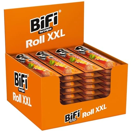 BiFi Roll XXL, Pack of 12, 12 x 70 g, Salami Snack in a Loose Bun, Sausage Snack To Go, for On the go, in the Office or during Sports, with Pepper, Coriander and Garlic