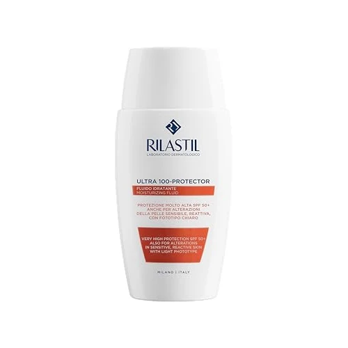 Zeitlich begrenztes Angebot: Rilastil Fluid 100, feuchtigkeitsspendende und schützende Emulsion, ultraleichte Textur, wasserfest, für empfindliche Haut, 50 ml von 20.25 € auf 20.25 € (0.00% Rabatt)