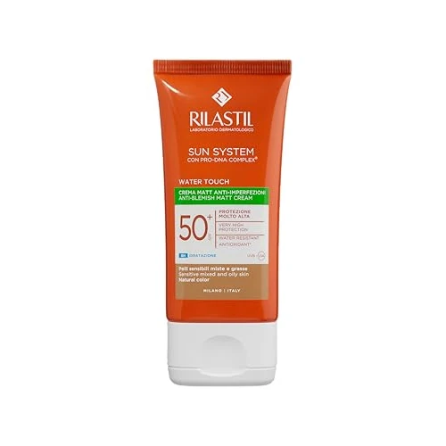 Offerta a tempo: Rilastil Sun System Water Touch Matt Fluido Solare Viso Colorato, Effetto Setoso e Matt, SPF 50+, Pelle Sensibile, Confezione da 50 ml - 66% da 27.90 € a 9.60 €