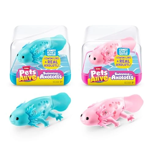 Pets Alive Axolotls acquatici di ZURU, Axolotl robotizzato che nuota, animale elettronico, giocattolo estivo da piscina, giocattolo da bagno(Confezione da 2 pezzi).