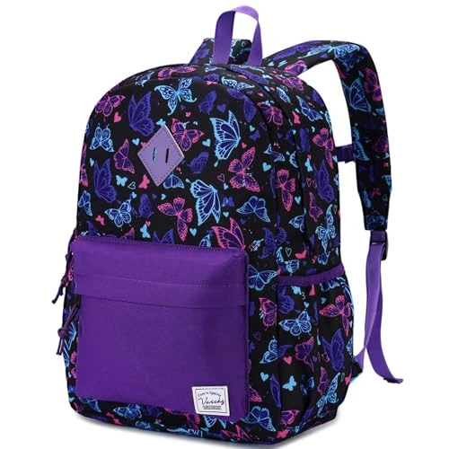 Limited offer: VASCHY Toddler Backpack for Girls, Kids Water Resistant Lightweight Preschool Bookbag Daypack for Children Daycare Purple Butterflies from 34.89 EUR to 24.42 EUR (save 30%)