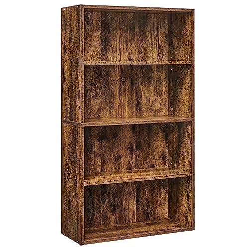 VASAGLE LBC164X01 Boekenplank, 4-laags open bookcase met verstelbare opbergplanken, vloerstandaard, rustiek bruin