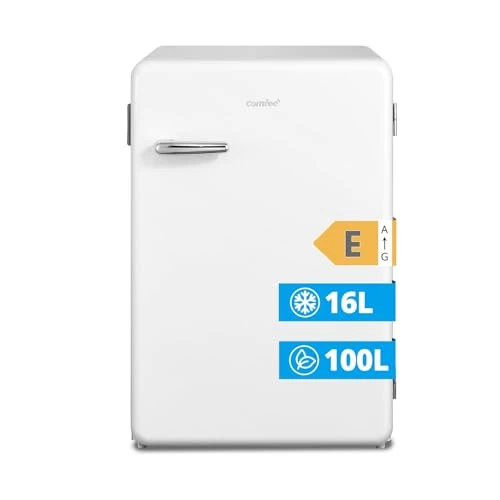 Limitiertes Angebot: COMFEE' RCD113WH2RT(E) Kleiner Kühlschrank mit Gefrierfach, 116 Liter, Retro-Design, Eintür-Kühlschrank, einstellbare Temperatur, geeignet für Schlafzimmer, Büro und Hotel, LED-Licht, leise, weiß von 203.02 EUR auf 203.02 EUR (Spare 0%)