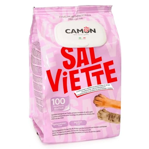 Offerta a tempo: CAMON - Salviette Detergenti per Cani e Gatti, 30x17 cm, Fragranza Mirra - 0.00% da 5.90 € a 5.90 €