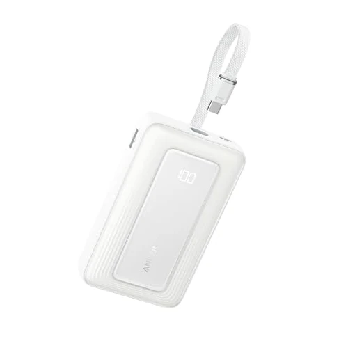 Offerta a tempo: Anker Power Bank 20000mAh 30W, Caricabatterie Portatile ad Alta Velocità con cavo USB-C Integrato, per iPhone 17 Pro Max/16/15, MacBook, Galaxy e Altro (Bianco, 20000mAh) - 18% da 29.99 € a 24.49 €