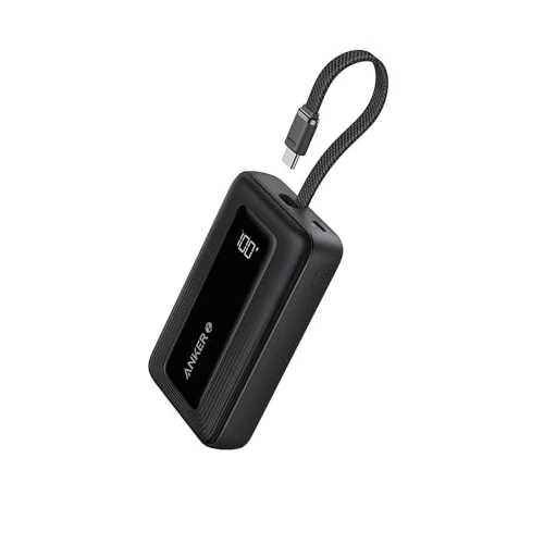 Anker Zolo Power Bank, Cargador portátil inalámbrico y Compacto de 20 000 mAh con Carga rápida máxima de 30 W, Cable USB C Integrado, batería Resistente, para iPhone 17/16/15, AirPods y más